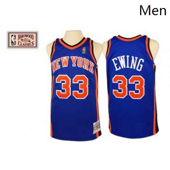 Mens Mitchell and Ness New York Knicks 33 Patrick Ewing Authentic Royal Blue Throwback NBA Jersey